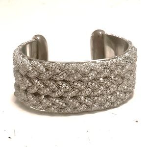 Signed Vintage Ann Taylor Braided Mesh Silver Tone Cuff Bracelet